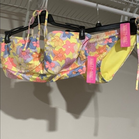 Ninety Floral Kids Bikini Bottoms - Yellow and Pink - Picture 1 of 3